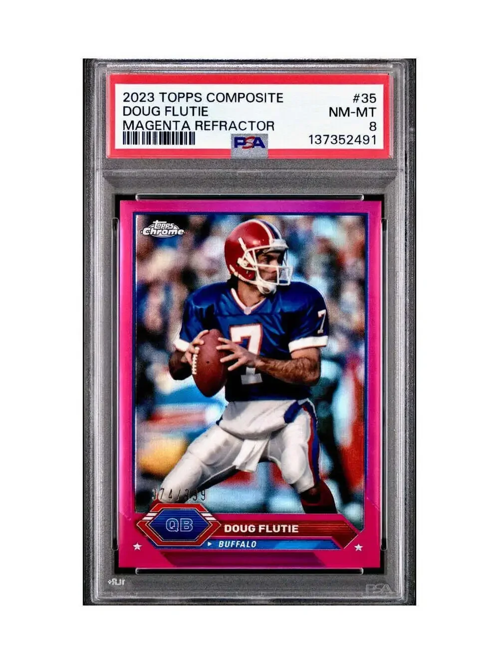 Doug Flutie 2023 Topps Chrome #35 Magenta Refractor 374/399 PSA 8 NM-MT